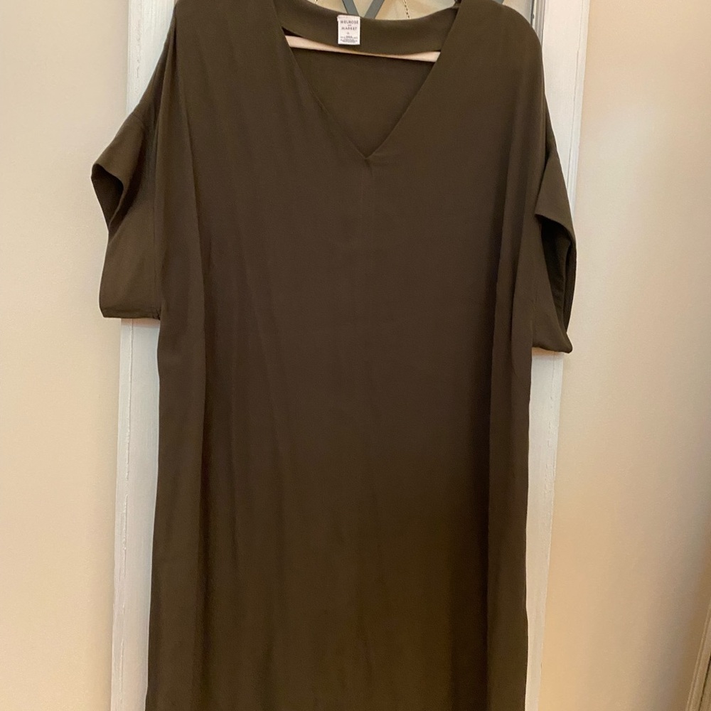 Olive Green V-Neck Dress
